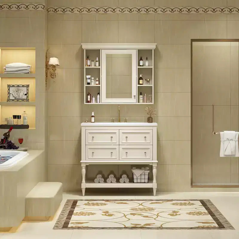 36 Bathroom Vanity Sink Combo, Bathroom Mirror Cabinet with Adjustable Shelf, Bathroom storage Cabinet with Drawers
