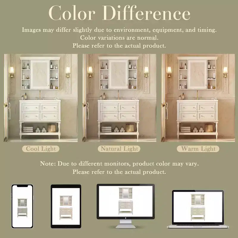 36 Bathroom Vanity Sink Combo, Bathroom Mirror Cabinet with Adjustable Shelf, Bathroom storage Cabinet with Drawers