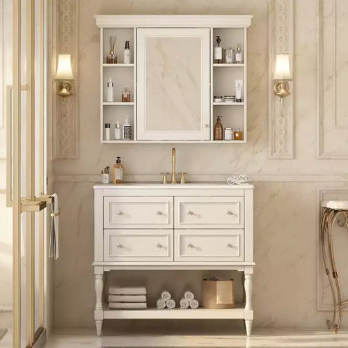 36 Bathroom Vanity Sink Combo, Bathroom Mirror Cabinet with Adjustable Shelf, Bathroom storage Cabinet with Drawers