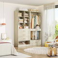 Besiost Set of 2 Freestanding Closet System with 4 Drawers, Walk-In Wardrobe Organizer with Hanging Rod