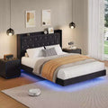 COZONY Modern Floating Bed Frame, Soft Fabric Upholstered Wingback Storage Headboard Noise Free Platform Easy Assembly No Box Spring.