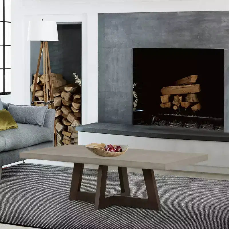 Rectangle Elodie Concrete/Oak Coffee Table Dark Gray