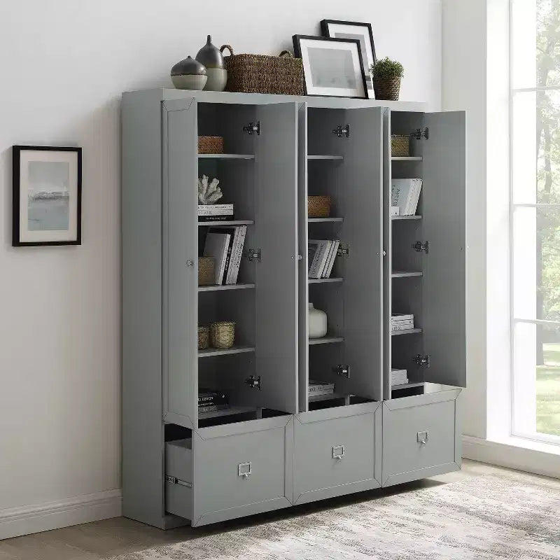 3pc Harper Entryway Set with 3 Pantry Closets Gray