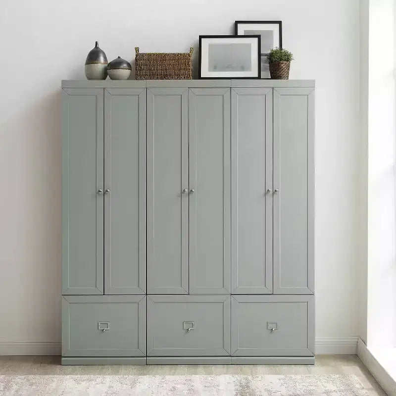 3pc Harper Entryway Set with 3 Pantry Closets Gray