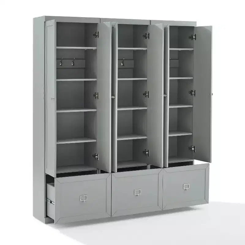 3pc Harper Entryway Set with 3 Pantry Closets Gray