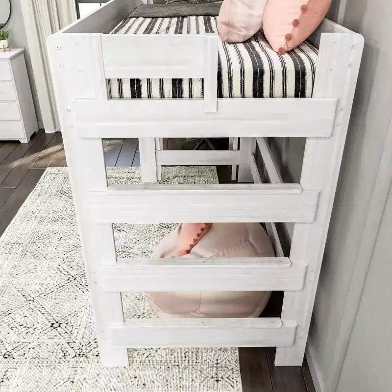 Solid Wood Loft Bed with Desk, Modern Farmhouse High Twin Loft Bed For Kids