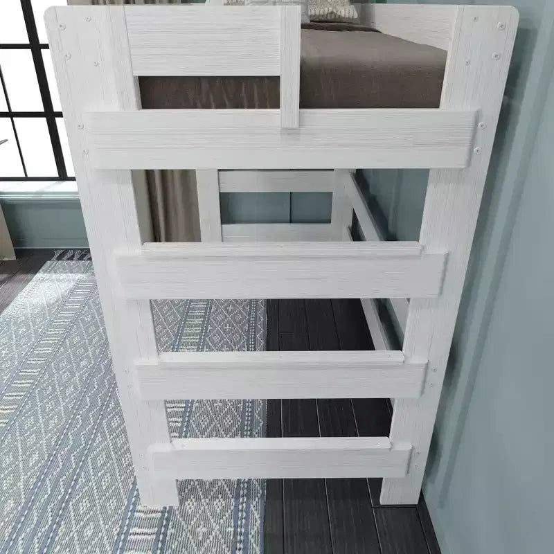 Solid Wood Loft Bed with Desk, Modern Farmhouse High Twin Loft Bed For Kids