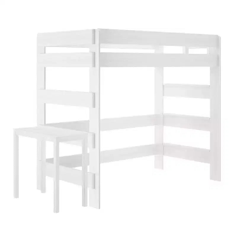 Solid Wood Loft Bed with Desk, Modern Farmhouse High Twin Loft Bed For Kids