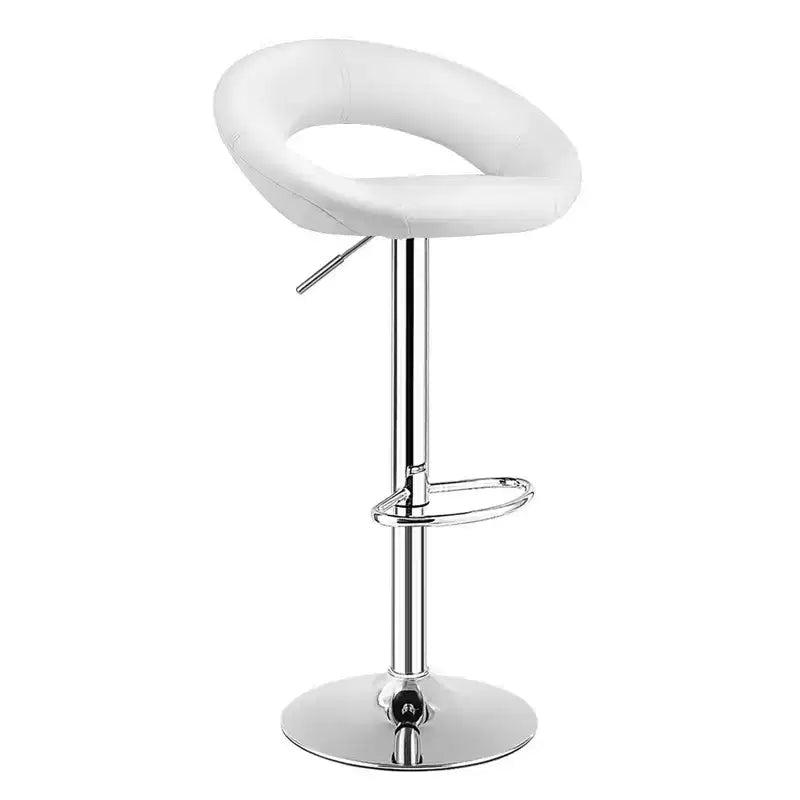 Set of 4 Adjustable Bar Stools Swivel Pub Chairs Barstools PU Leather White/Black