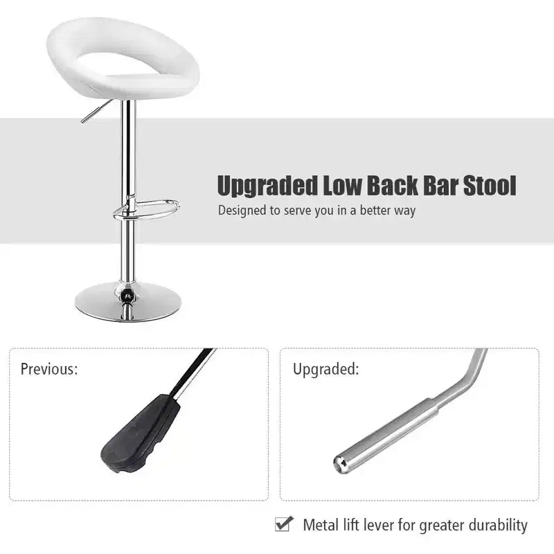 Set of 4 Adjustable Bar Stools Swivel Pub Chairs Barstools PU Leather White/Black
