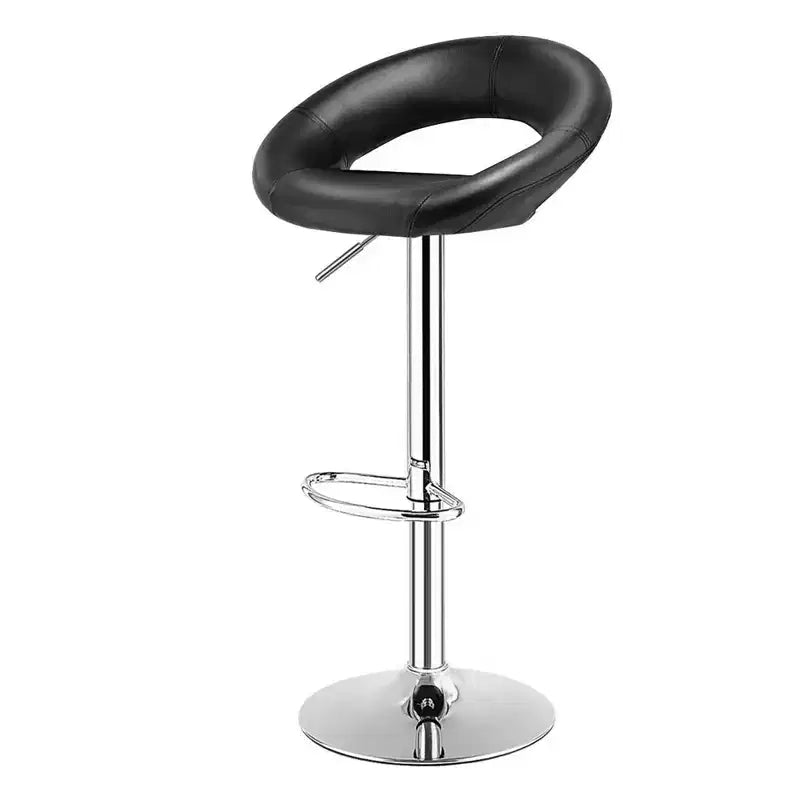 Set of 4 Adjustable Bar Stools Swivel Pub Chairs Barstools PU Leather White/Black