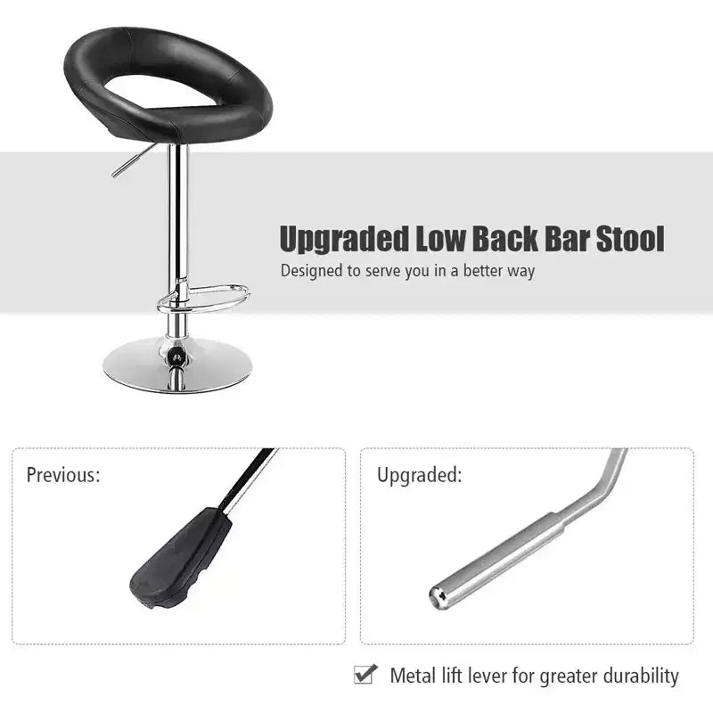 Set of 4 Adjustable Bar Stools Swivel Pub Chairs Barstools PU Leather White/Black