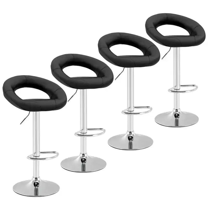 Costway Set of 4 Adjustable Bar Stools Swivel Pub Chairs Barstools PU Leather White/Black