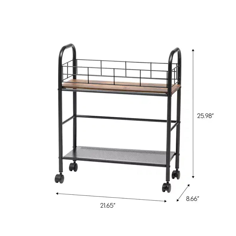 Metal Storage Cart with Casters, Kitchen Serving Cart