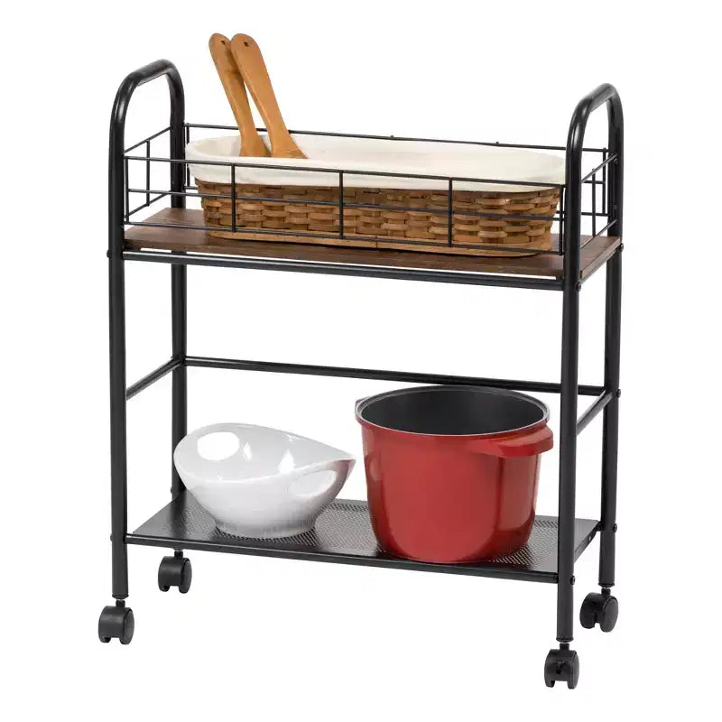 Metal Storage Cart with Casters, Kitchen Serving Cart
